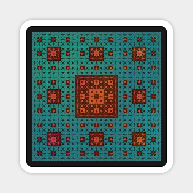 sierpinski squares in squares - red & green Magnet by BrownWoodRobot