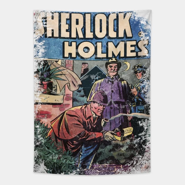 Sherlock Homes - Comic Book Cover Tapestry by The Blue Box