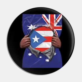 Puerto Rico Flag Australian Flag Ripped - Gift for Puerto Rican From Puerto Rico Pin