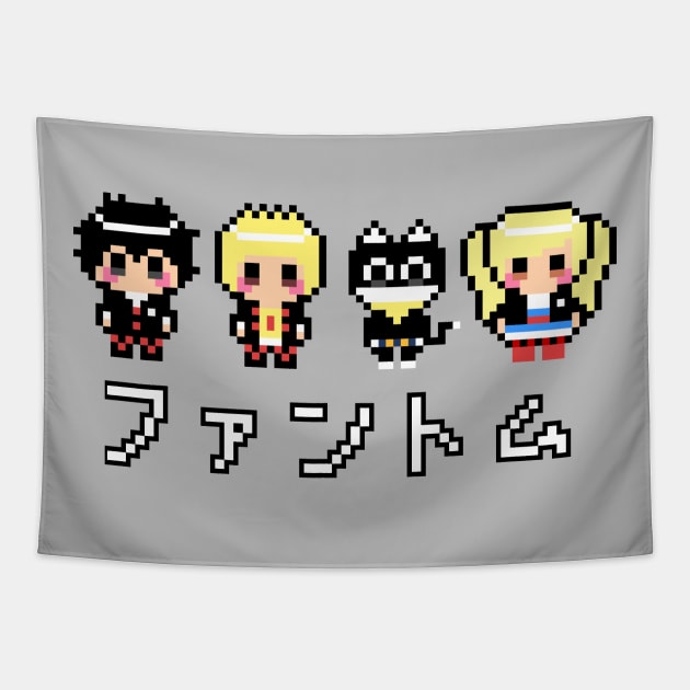 Persona 5 Phantom Thieves "Phantoms" Kanji 8-Bit Pixel Art Tapestry by StebopDesigns