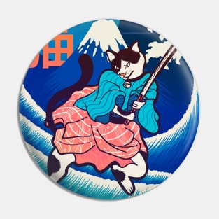 Cyber samurai cat Pin