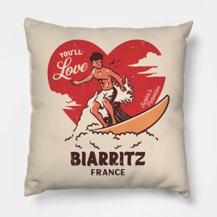 Vintage Surfing You'll Love Biarritz, France // Retro Surfer's Paradise Pillow