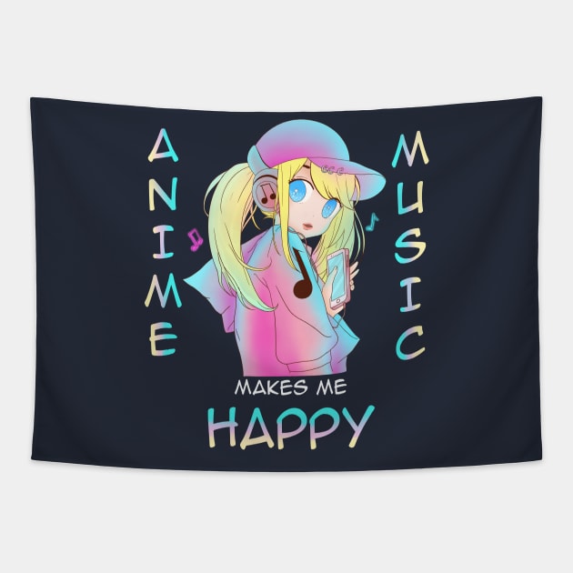 Anime Girl Street Vibe Cool Anime and Music Makes Me Happy Tapestry by Jake, Chloe & Nate Co.