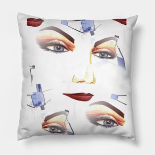 Watercolor Illustration with Feminine Elegant Eyes Pillow