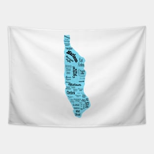 new york city/manhattan map - blue Tapestry