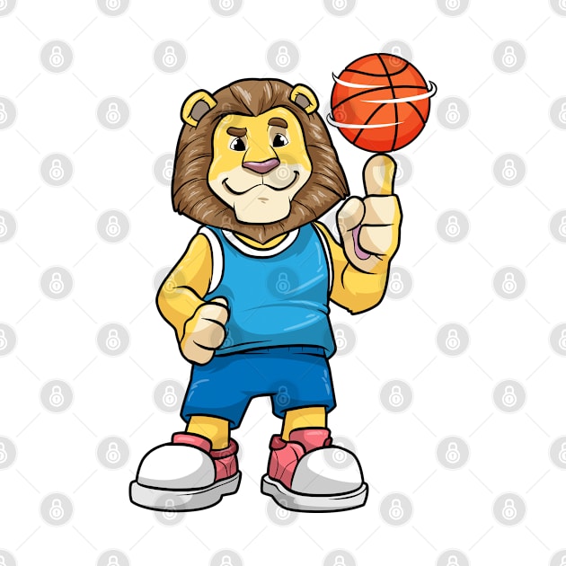 Lion as basketball player with a basketball by Markus Schnabel