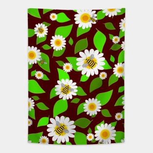 Honey Bees And Flowers - Flower Art Tapestry