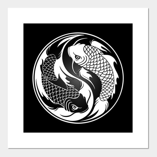 White And Black Yin Yang Koi Fish Yin Yang Posters And Art