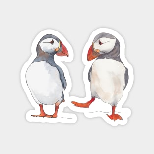 Puffin friends dancing - illustration Magnet