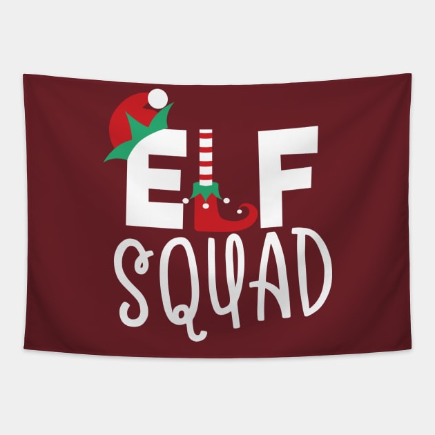Cute funny elf squad Christmas Tapestry by Giggias