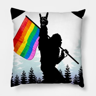 Bigfoot Pride Lgbt Flag Hiking Mountain Pillow