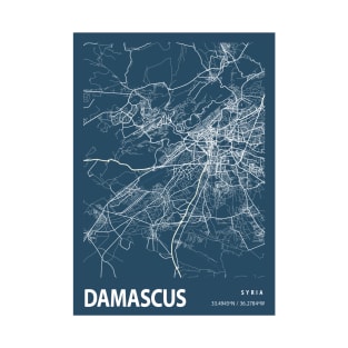 Damascus Blueprint Street Map, Damascus Colour Map Prints T-Shirt