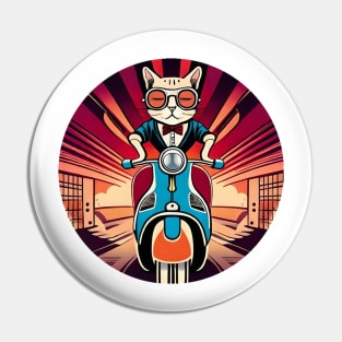 Cat on vespa Pin