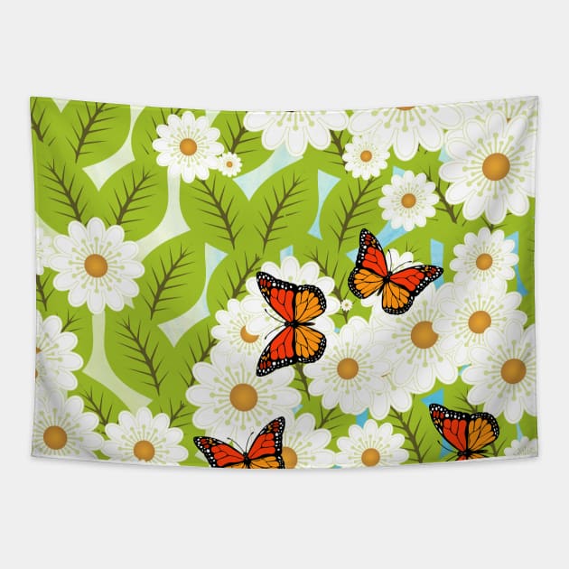 Daisies and butterflies Tapestry by Gaspar Avila