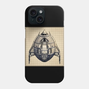 Retro Spaceship Design plan drawing Phone Case