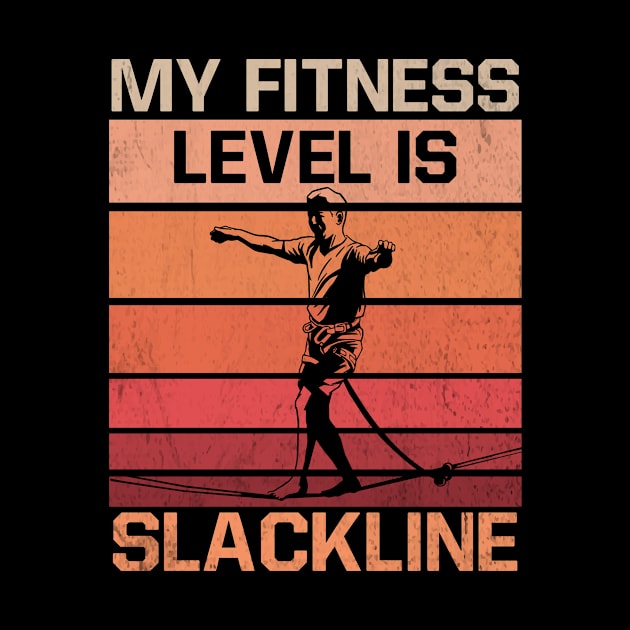 Fitness Level Slackline Balancing Vintage Sunset by Print-Dinner