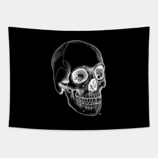 Halloween Skull - White on Black Tapestry