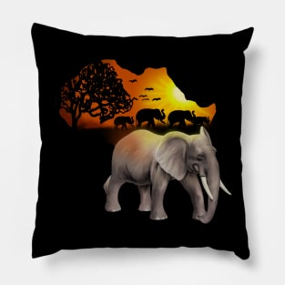 Africa Map, African Elephant, Safari Pillow