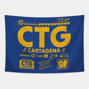 Vintage Cartagena CTG Airport Code Travel Day Retro Travel Tag Tapestry