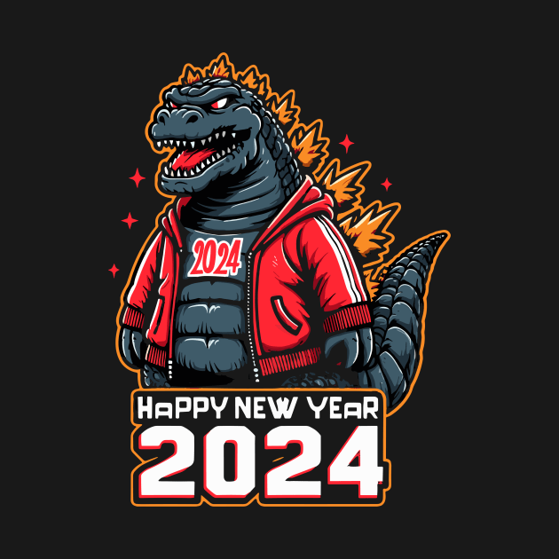 Godzilla happy new year 2024 by Rizstor