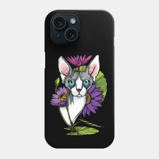 Sphynx Cat with Blue Lotus Phone Case