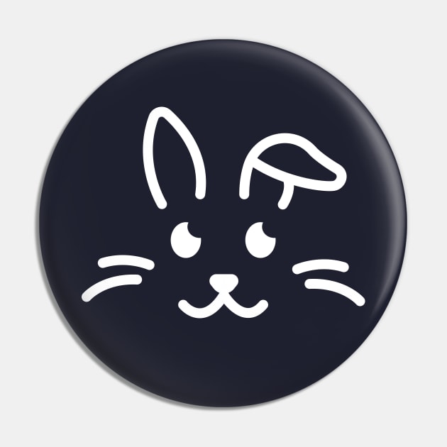 Eep! - Cute Bunny Face Line Art - White Pin by DaTacoX