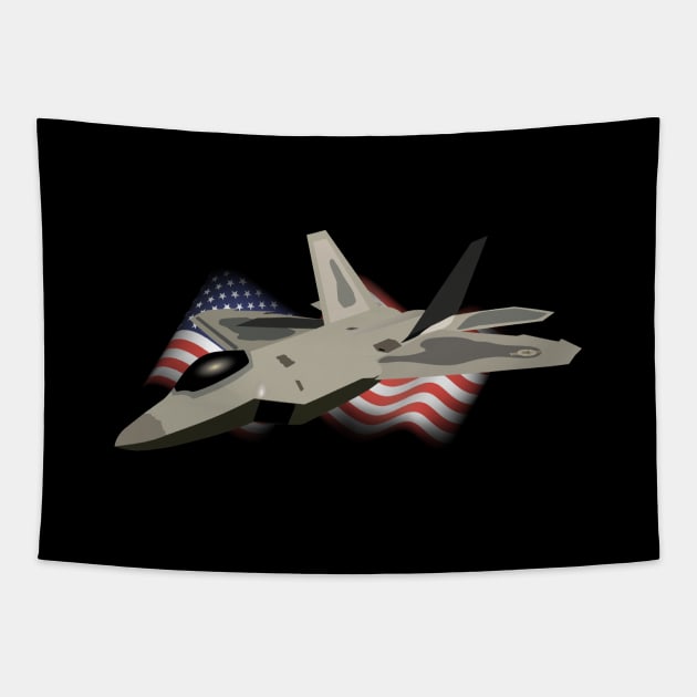 F22 Raptor with the American Flag Tapestry by NorseTech