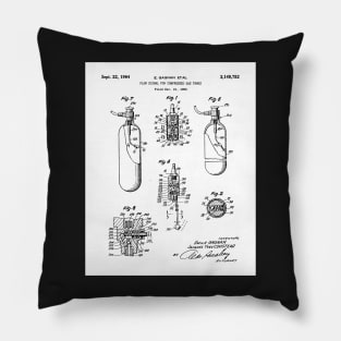 Scuba Tank Patent - Scuba Diver Deep Sea Diving Art - White Pillow