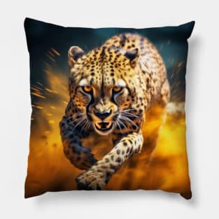 Cheetah Animal Wildlife Wilderness Colorful Realistic Illustration Pillow