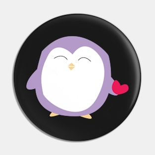 purple penguin with heart Pin