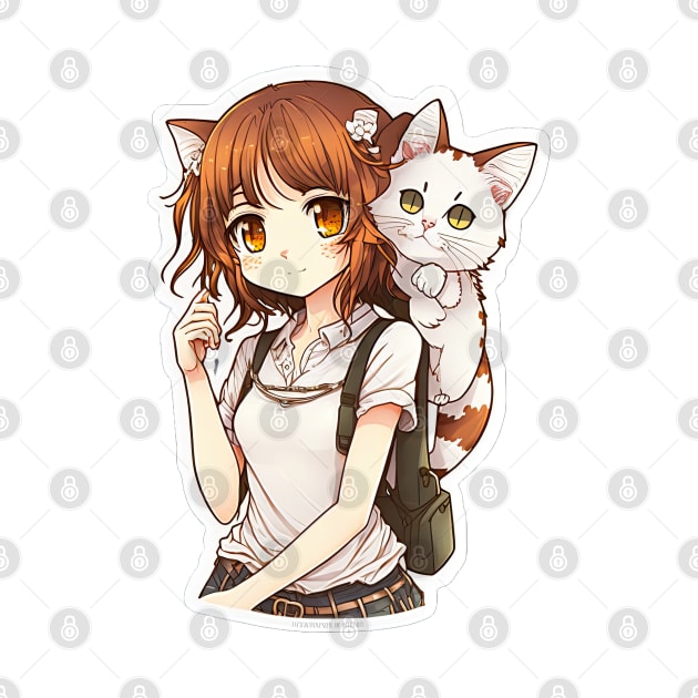 Neko girl with cat anime manga by obstinator