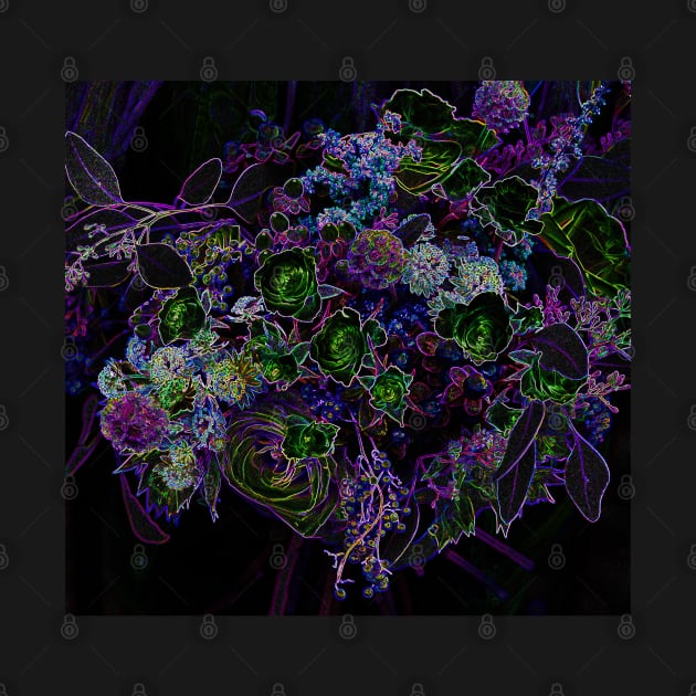 Black Panther Art - Flower Bouquet with Glowing Edges 10 by The Black Panther