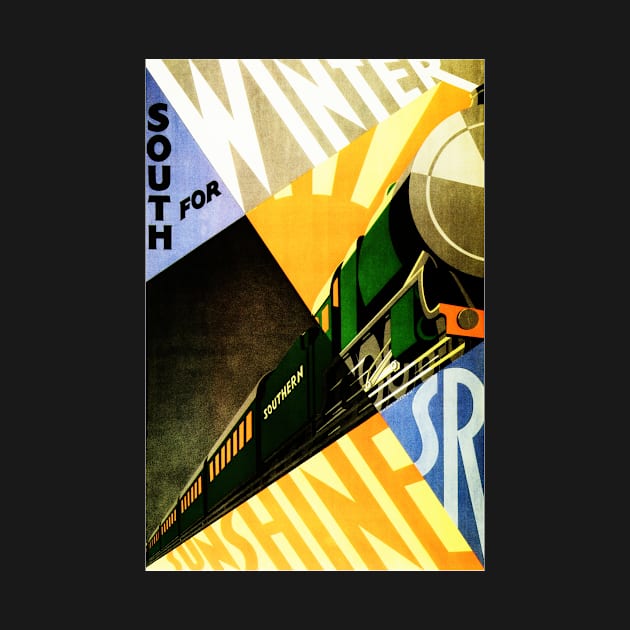 Winter Head South for Sunshine Art Deco Vintage Railway Travel by vintageposters