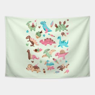 Pastel Sweet Ice Cream Dinosaurs Tapestry