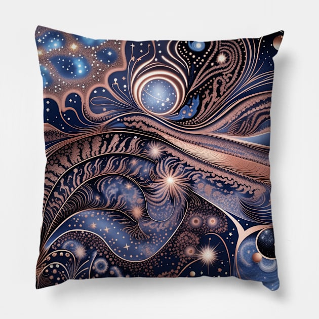 Other Worldly Designs- nebulas, stars, galaxies, planets with feathers Pillow by BirdsnStuff