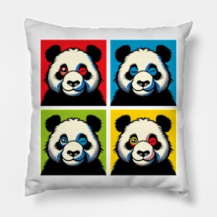 Pop Winking Panda - Funny Panda Art Pillow