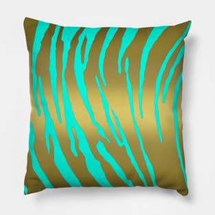 Gold Tiger Stripes Aqua Pillow