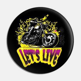 Let's Live, Vintage Motorcycle ,American customs,Funny Biker Motorcycle Helmet Motorbike Racing Motorcyclist Rally Racing Lover Gifts Pin