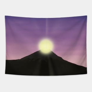 Mountain Sunrise Landscape Painting - Relaxing Scenery Design Tapestry