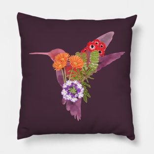 Hummingbird Watercolor Pillow