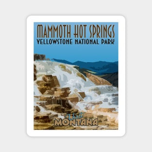 Mammoth Hot Springs retro travel poster image Magnet