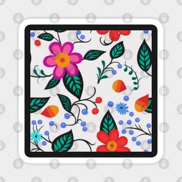 Ojibwe Floral Pattern | Native American Floral Design Magnet by AstroWolfStudio