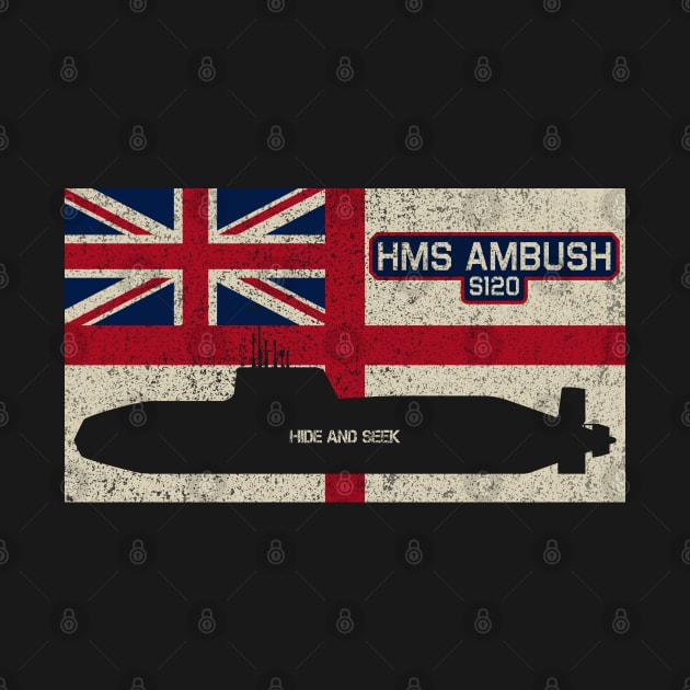 HMS Ambush S120 Submarine Vintage British Royal Navy Flag Gift by Battlefields