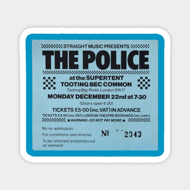 Concert ticket stub for The Police 1980 Magnet by Retrofloto