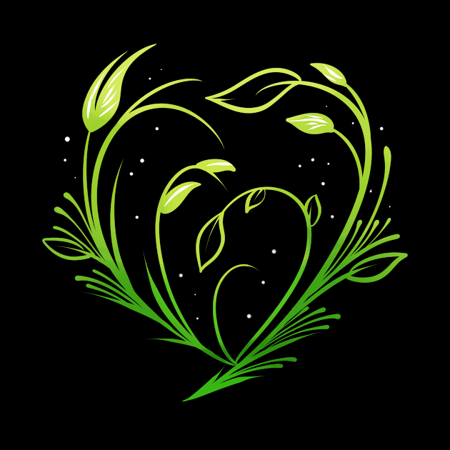 Green Plants Forming Heart - Vegetarian Go Vegan by SinBle