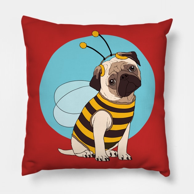 Pug Bee Pillow by Mako Design 