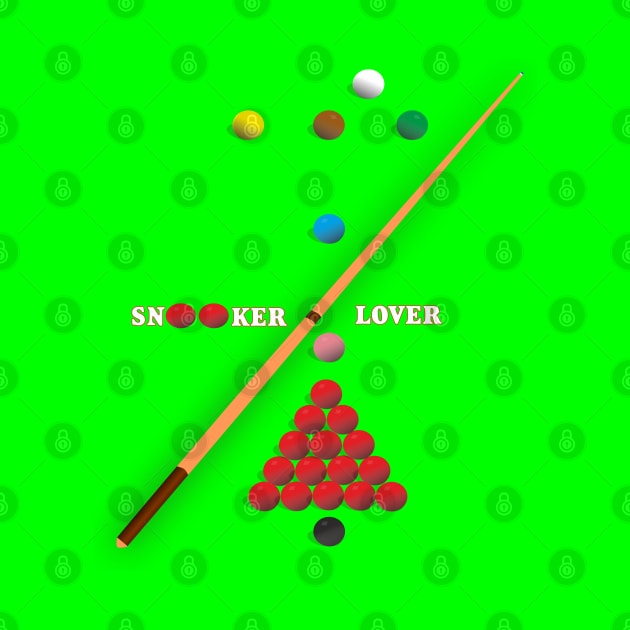 I Love Snooker design showing Snooker Balls arranged as on table. by AJ techDesigns