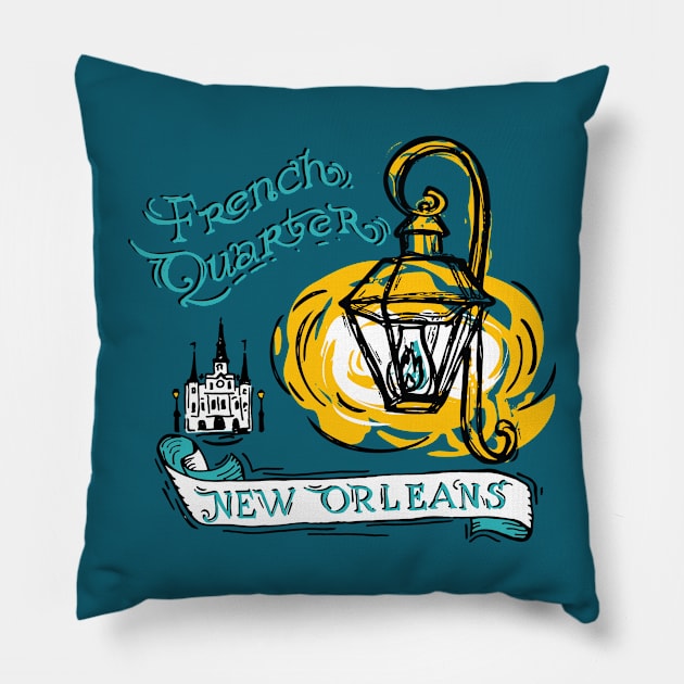 French Quarter gold Pillow by gentlemanjoan