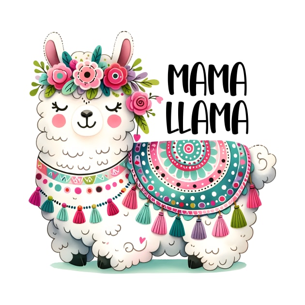 Mama Llama Funny Mothers Day Llama lover by KawaiiFoodArt