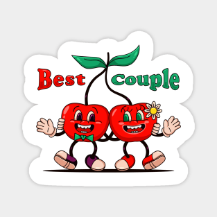 Best Couple, illustration of a romantic cherry couple Magnet